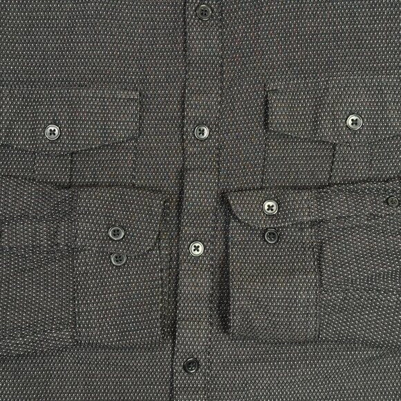 Marc Anthony Luxury Slim Fit Mens Large L Black Textured Button Up Long Sleeve - Picture 10 of 11